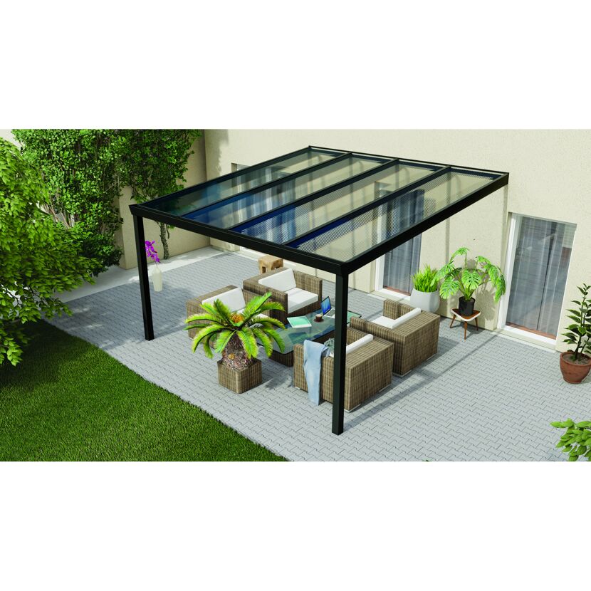 Terrassendach Legend mit Sitzgruppe und Pflanzen