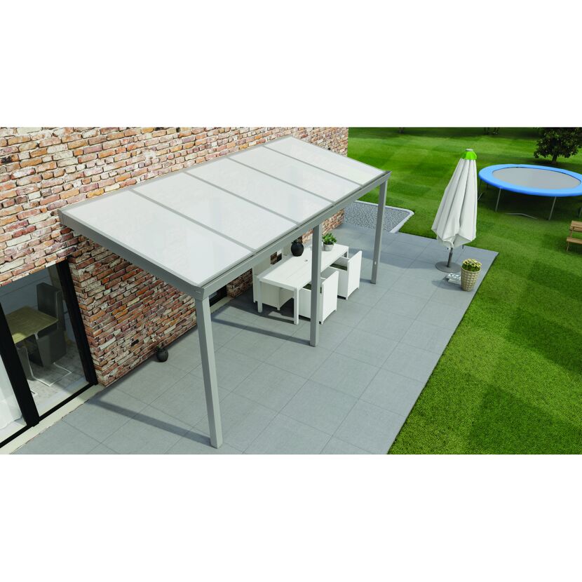 Terrassendach Legend grau mit Polycarbonat-Stegplatten opal