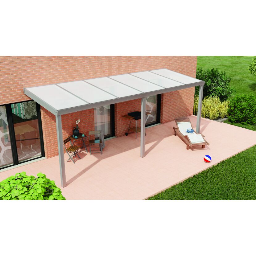 Terrassendach Legend grau mit Polycarbonat-Stegplatten opal