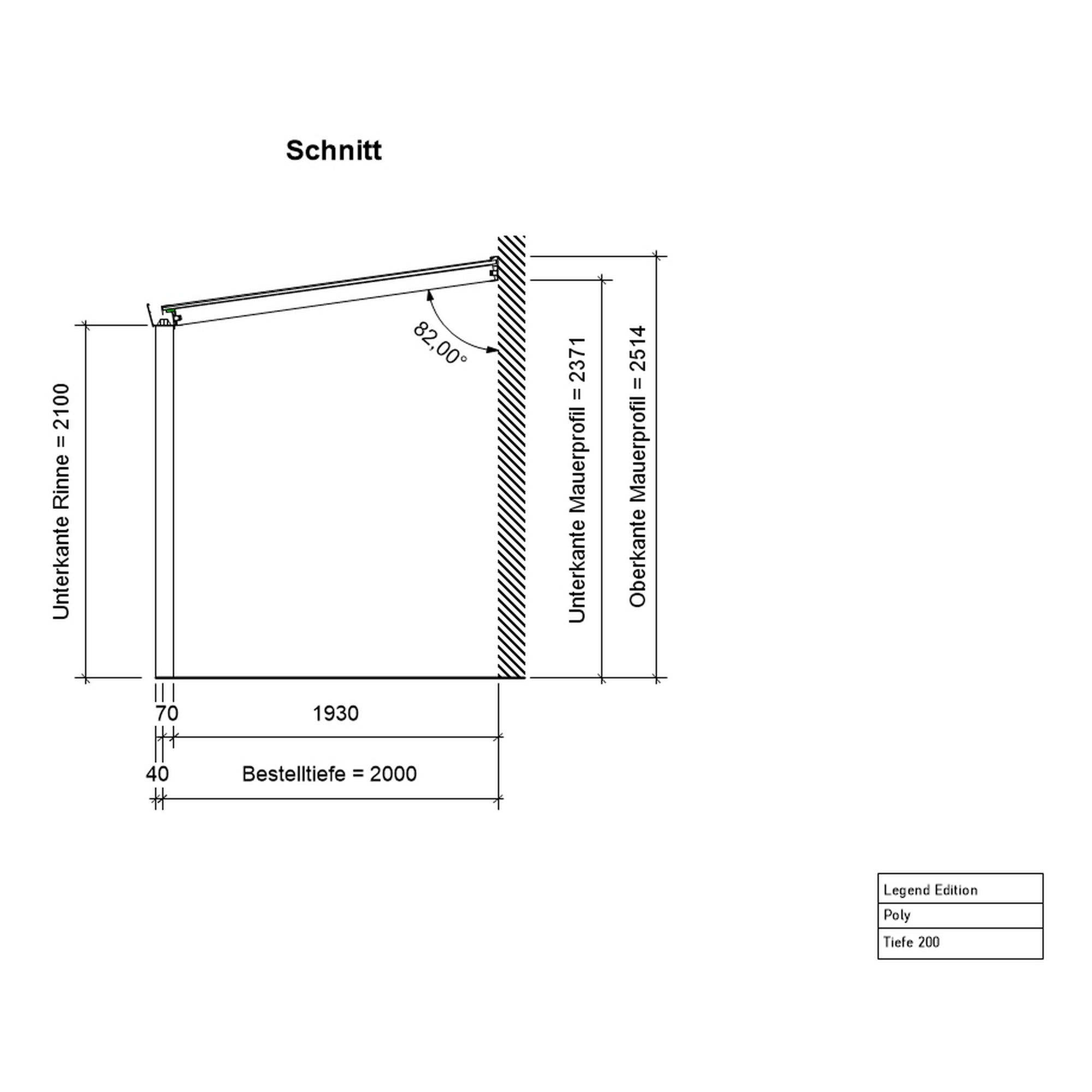 Terrassenüberdachung 'Legend Edition' 400 x 200 cm Polycarbonat klar grau + product picture