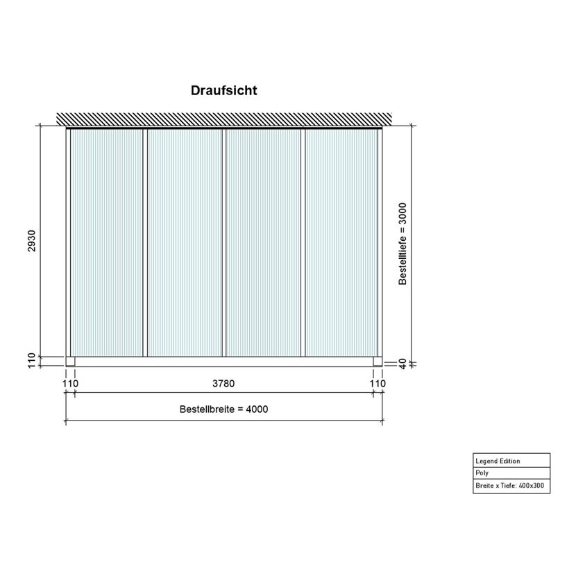 Draufsicht Terrassendach Legend 4x3