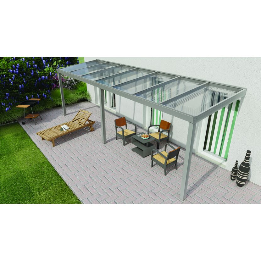 Terrassenüberdachung 'Legend Edition' 700 x 300 cm Polycarbonat klar grau
