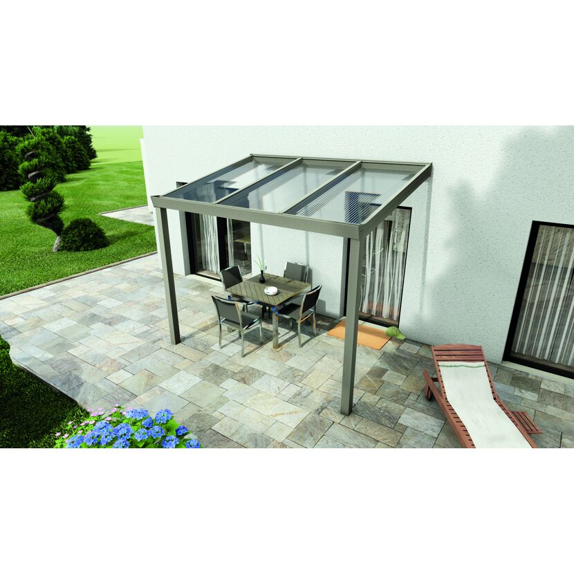 Terrassendach Legend grau mit Polycarbonatplatten