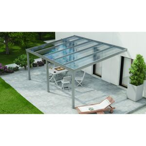 Terrassenüberdachung 'Legend Edition' 500 x 400 cm Polycarbonat klar grau