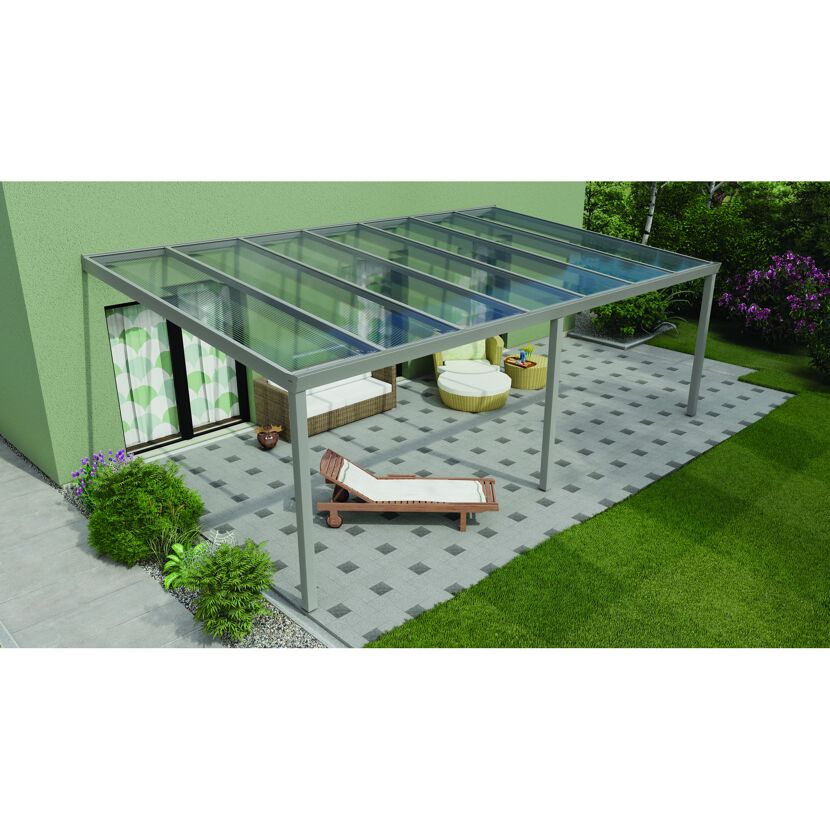 Terrassendach Legend 7x4 grau mit Polycarbonatdach