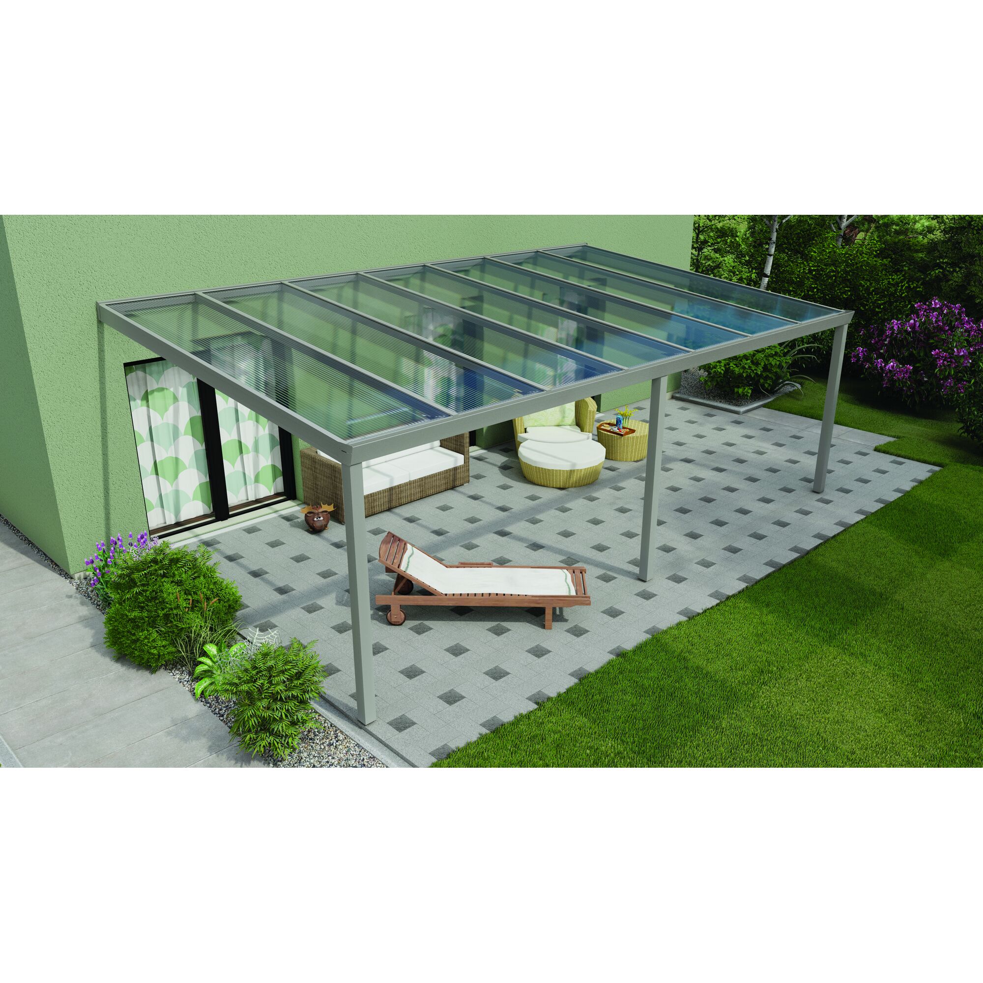 Terrassendach Legend 7x4 grau mit Polycarbonatdach