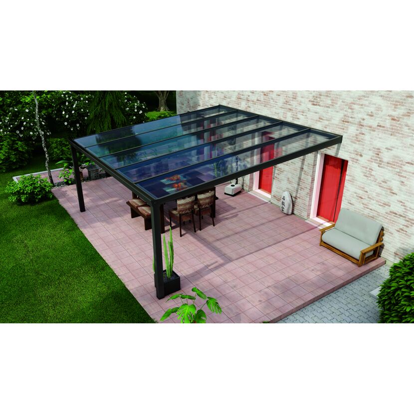 Terrassenüberdachung 'Legend Edition' 500 x 500 cm Polycarbonat klar anthrazit