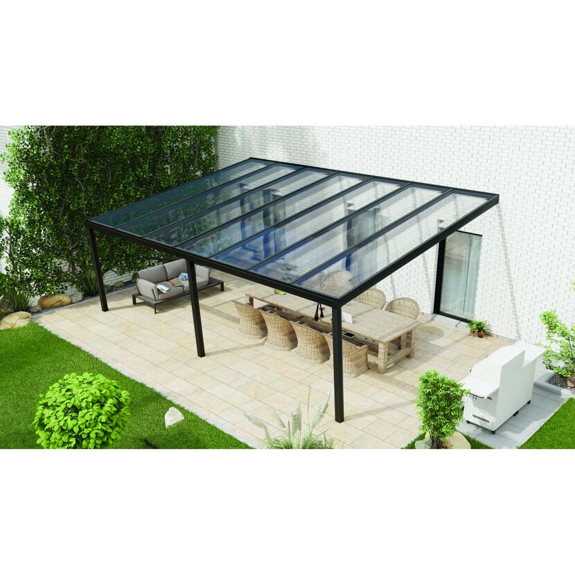 Terrassendach Legend mit Tisch und Stühlen