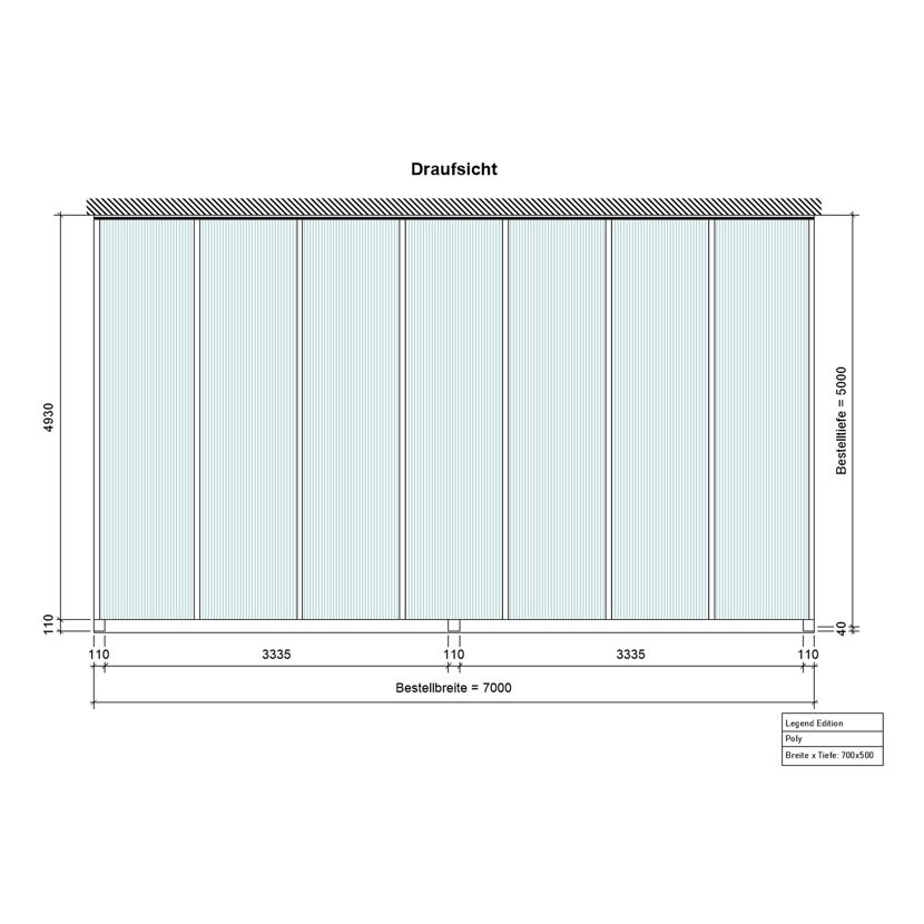 Draufsicht Terrassendach Legend 700 x 500 cm