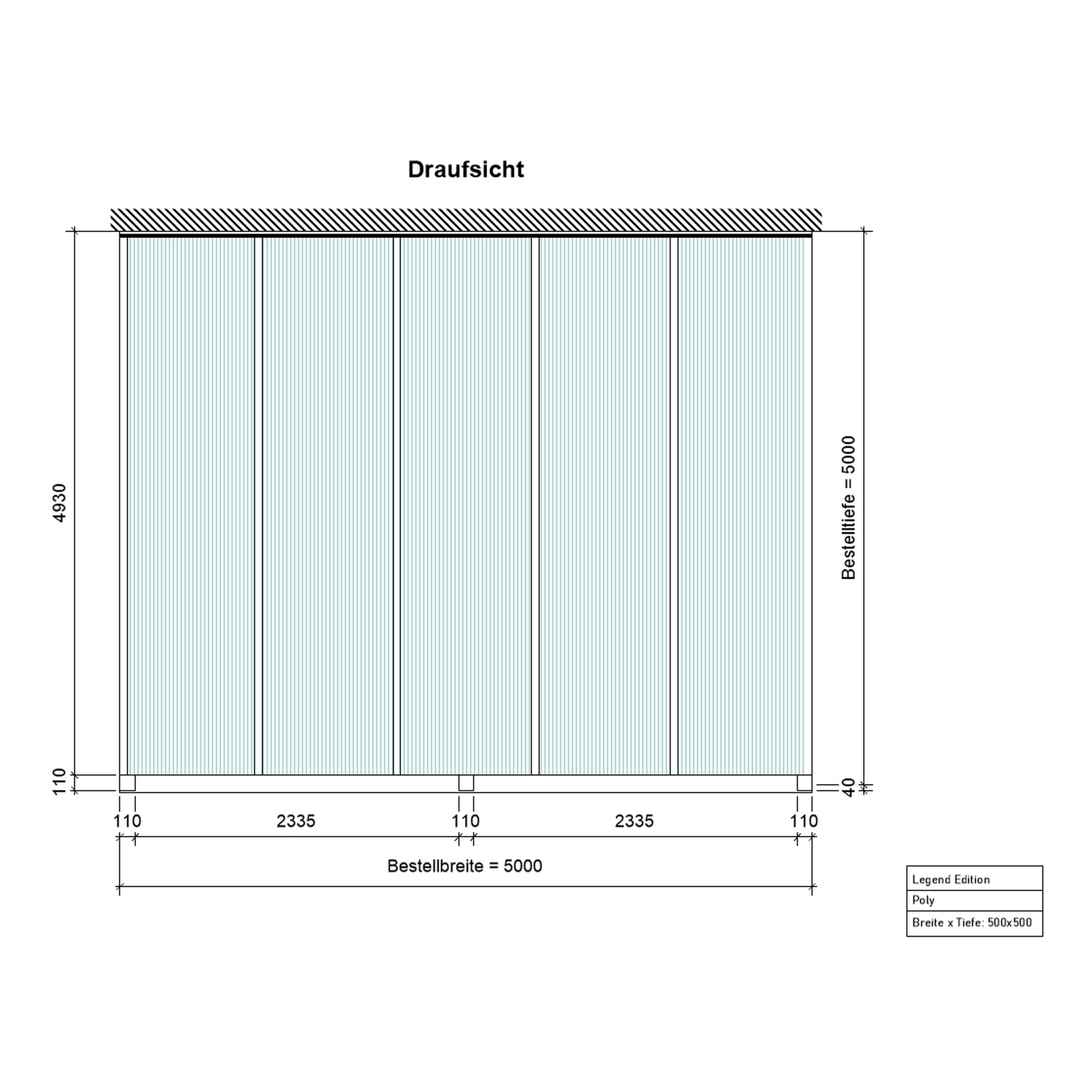 Terrassenüberdachung 'Legend Edition' 500 x 500 cm Polycarbonat klar grau + product picture