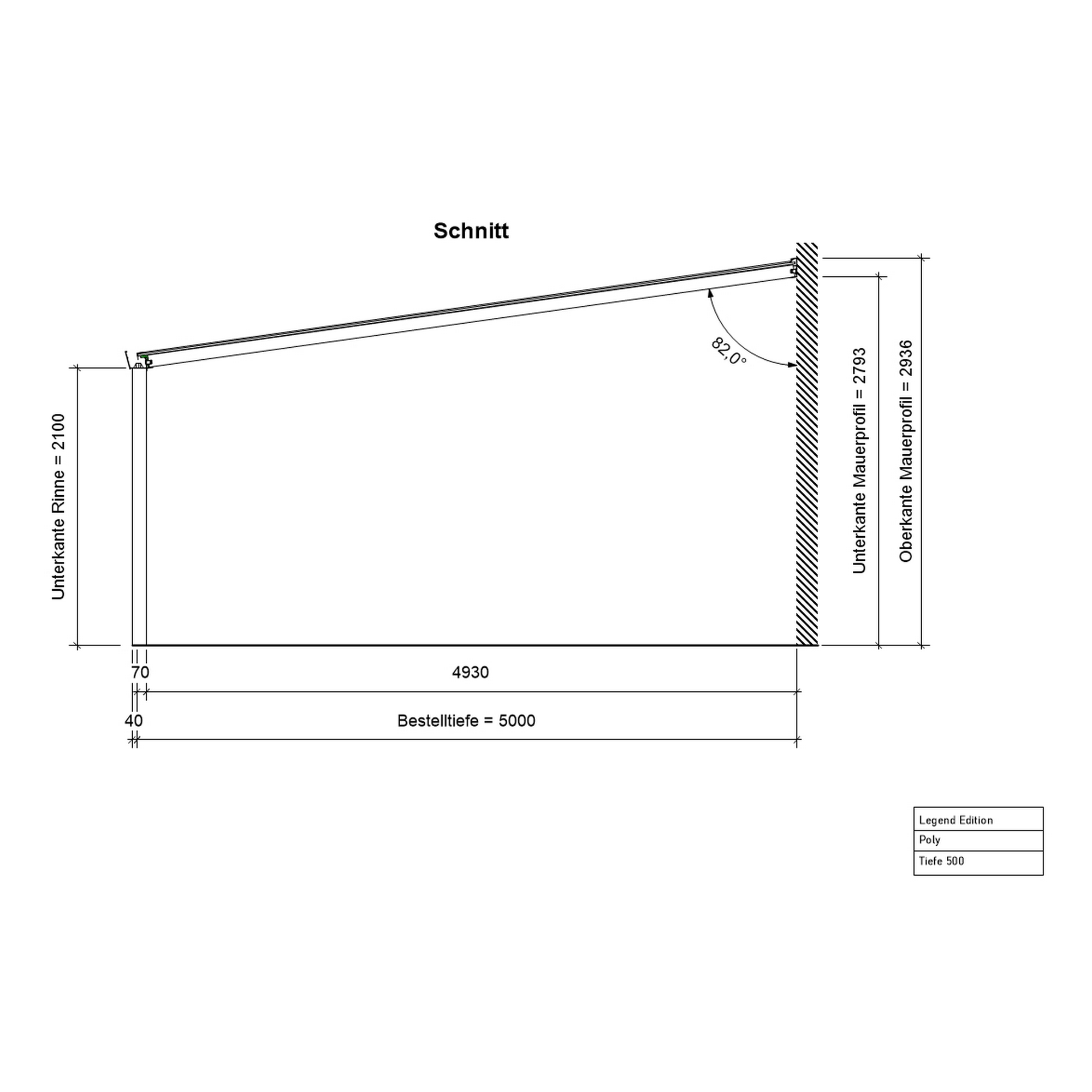 Terrassenüberdachung 'Legend Edition' 500 x 500 cm Polycarbonat klar grau + product picture