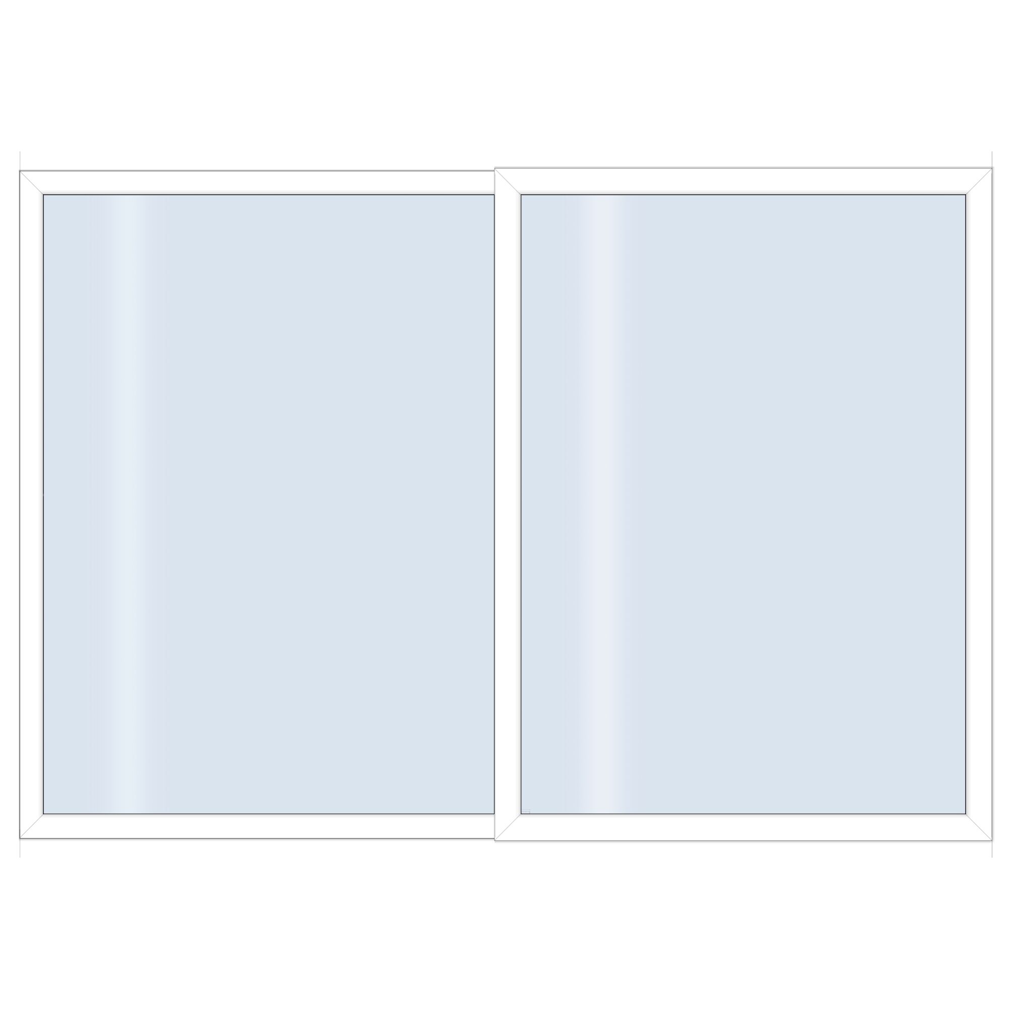 Zweiteilige Schiebetür mit weißem Rahmen