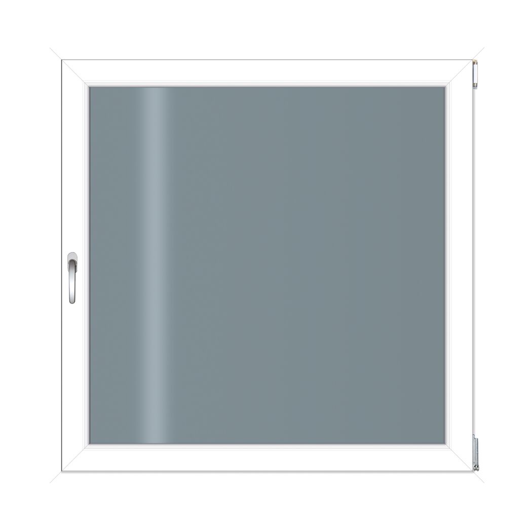 Fenster mit weißem Rahmen und geschlossenem Fensterflügel