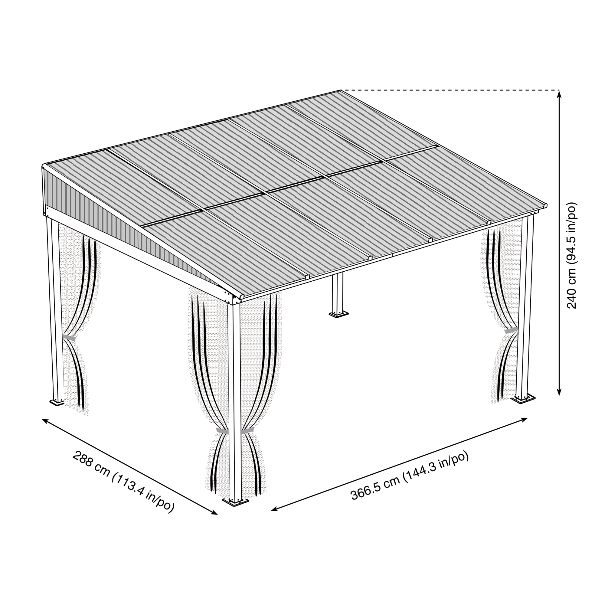 Terrassenüberdachung 'St. Barth' 10 x 12 anthrazit Aluminium 296 x 364 x 240 cm