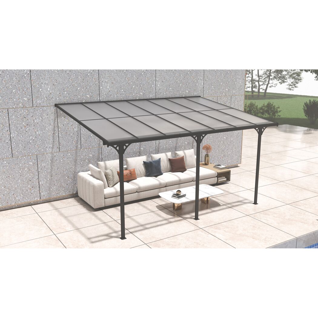 Terrassenüberdachung 'Bruce' Aluminium schwarz 300 x 435 x 270 cm