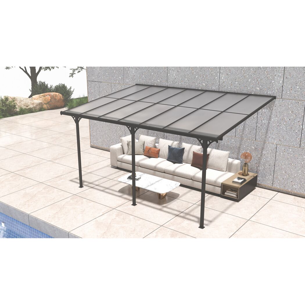 Terrassenüberdachung 'Bruce' Aluminium schwarz 300 x 435 x 270 cm