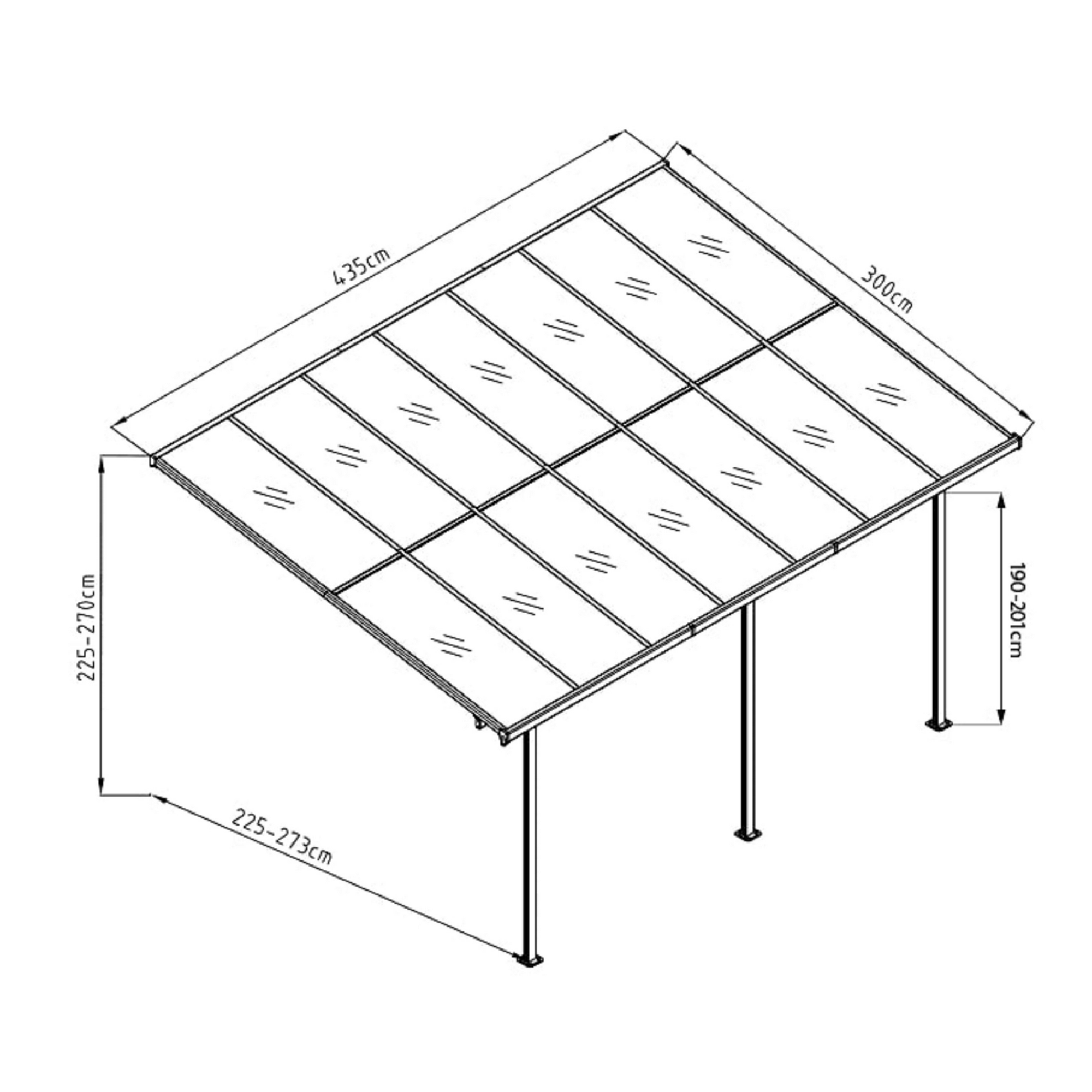 Terrassenüberdachung 'Bruce' Aluminium schwarz 300 x 435 x 270 cm + product picture