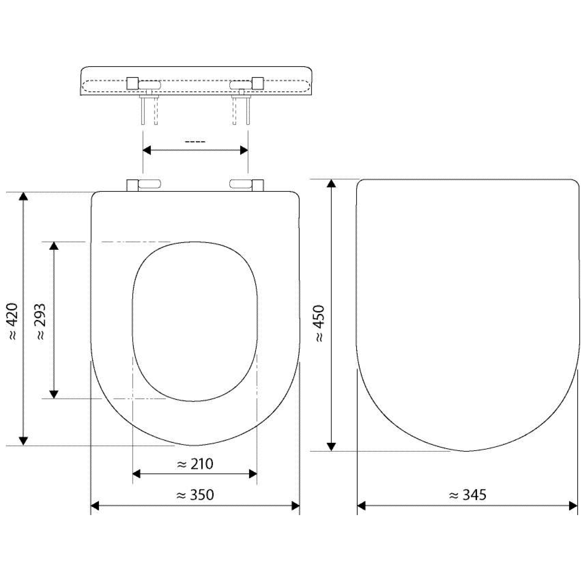 WC-Sitz 'Quadra' weiß eckig mit Absenkautomatik, passend zu Cubo, Quadra und Antheo