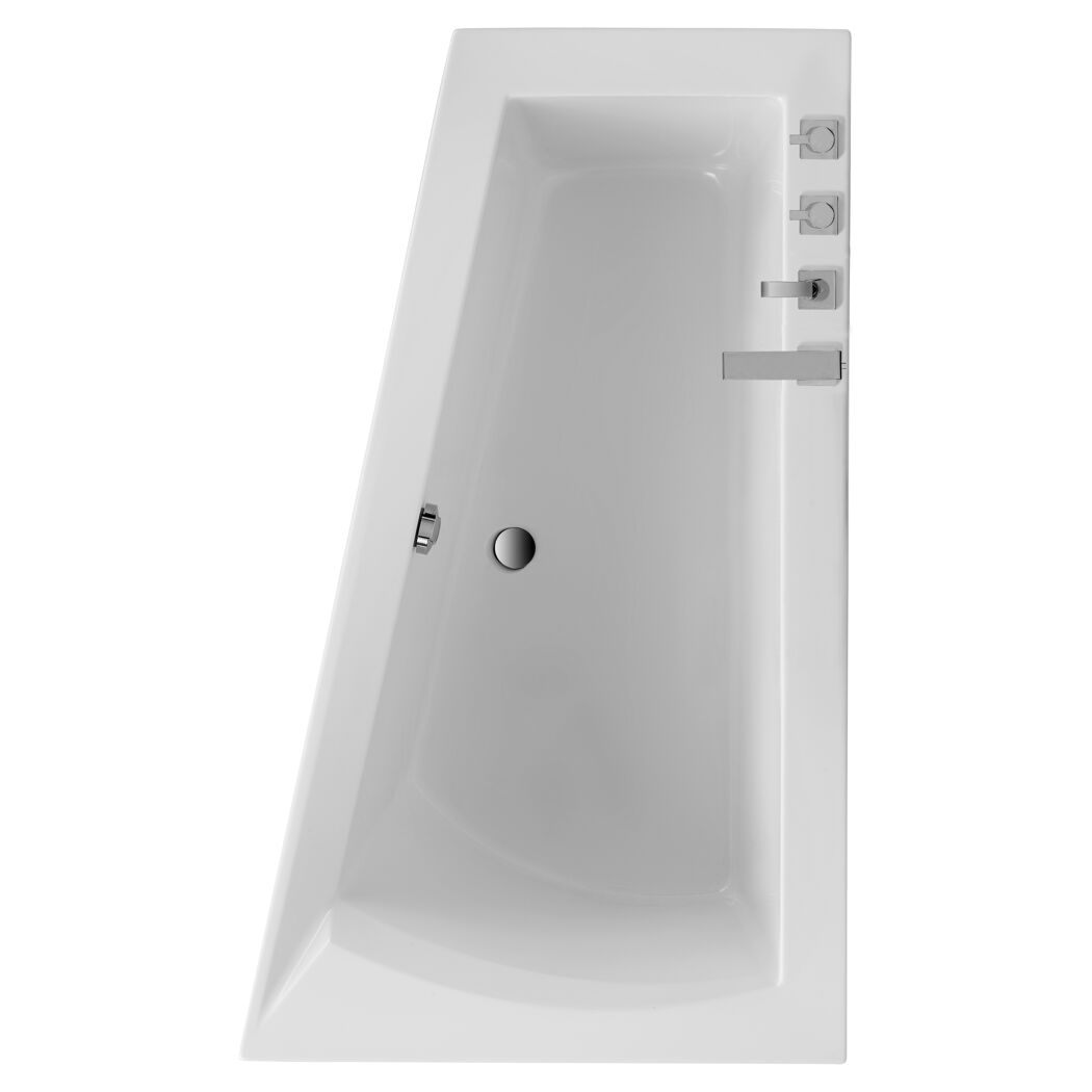 Weiße asymmetrische Badewanne von oben