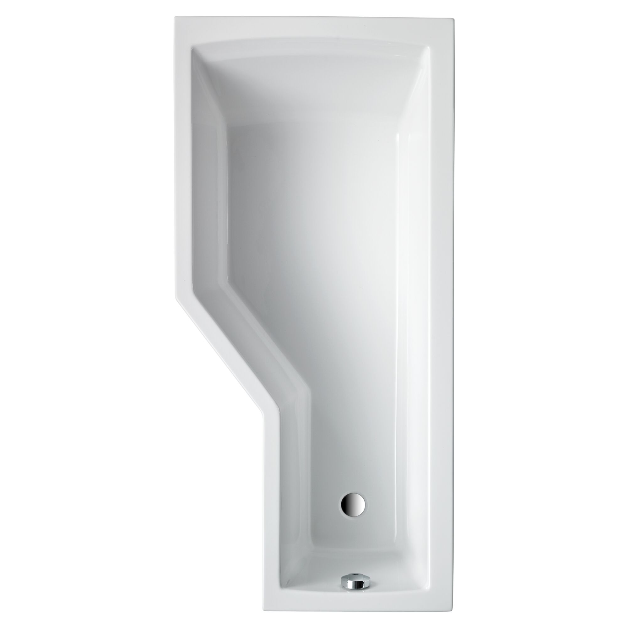 Asymmetrische weiße Badewanne Cello, 160 x 80 cm