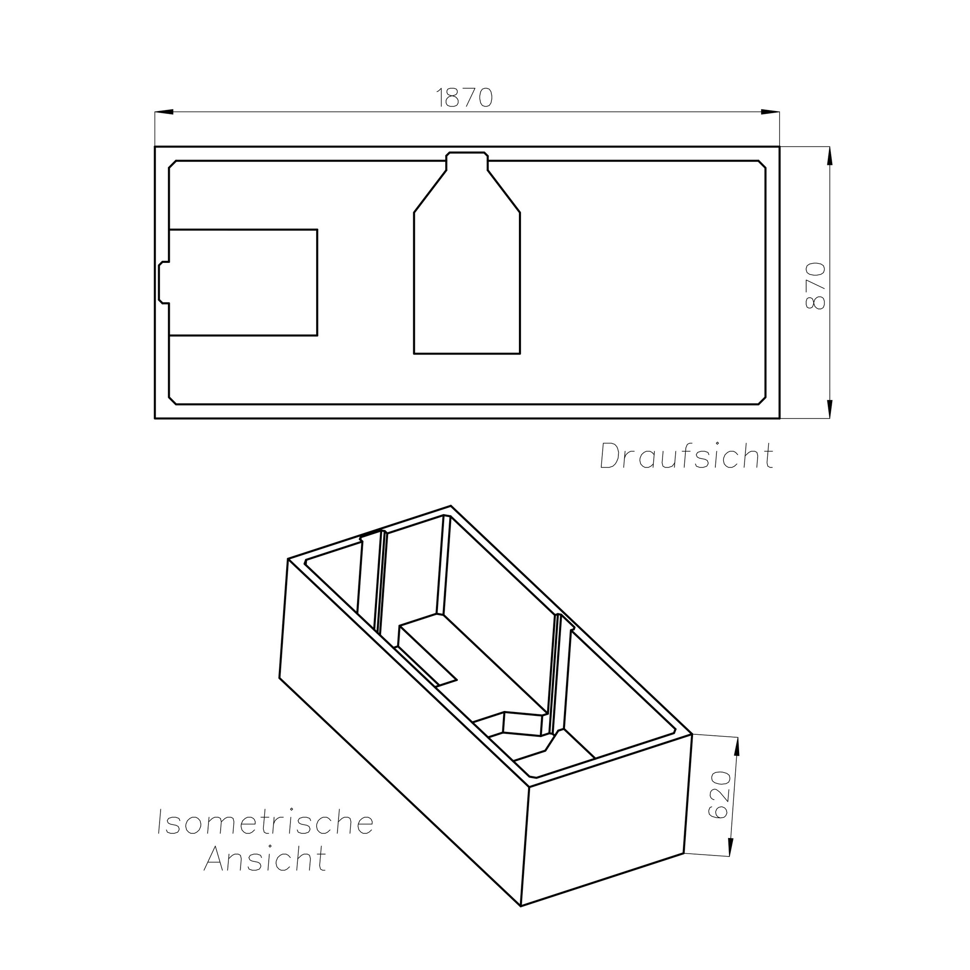 Wannenträger 'Cubic' 170 x 750 cm + product picture