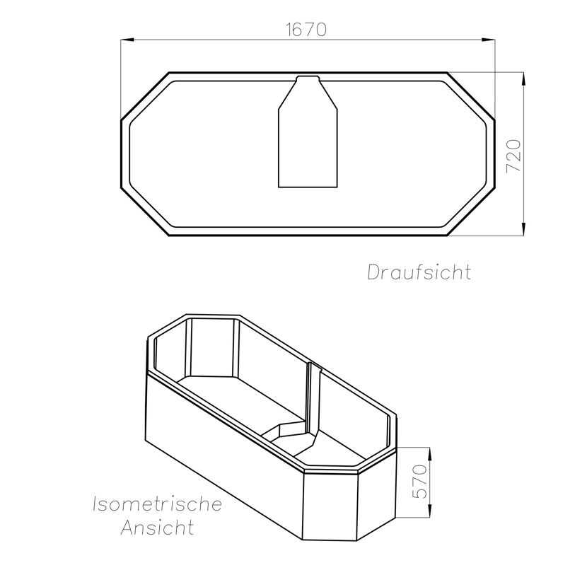 Wannenträger Sicilia mit Maßen