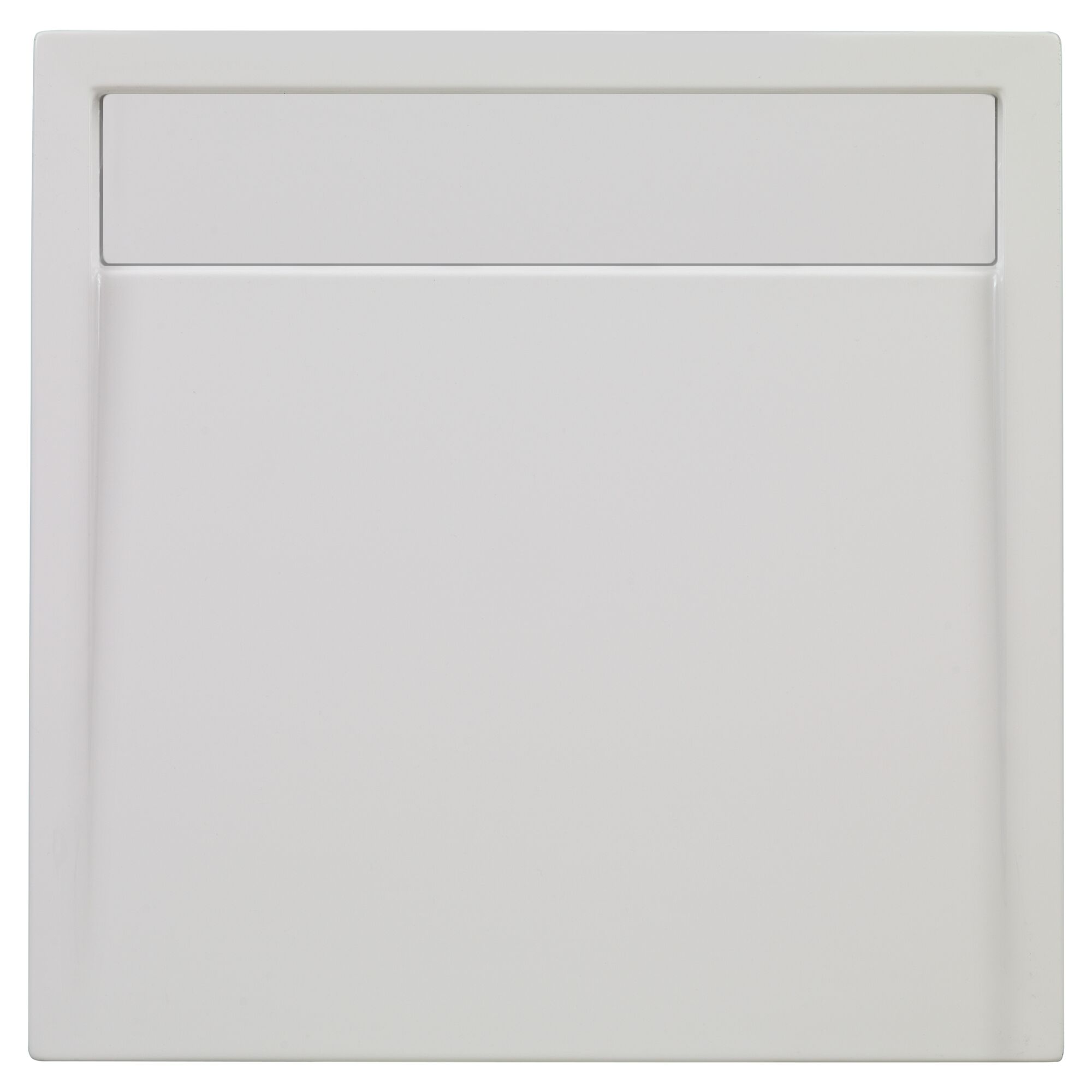 Weiße Duschwanne, rechteckig.