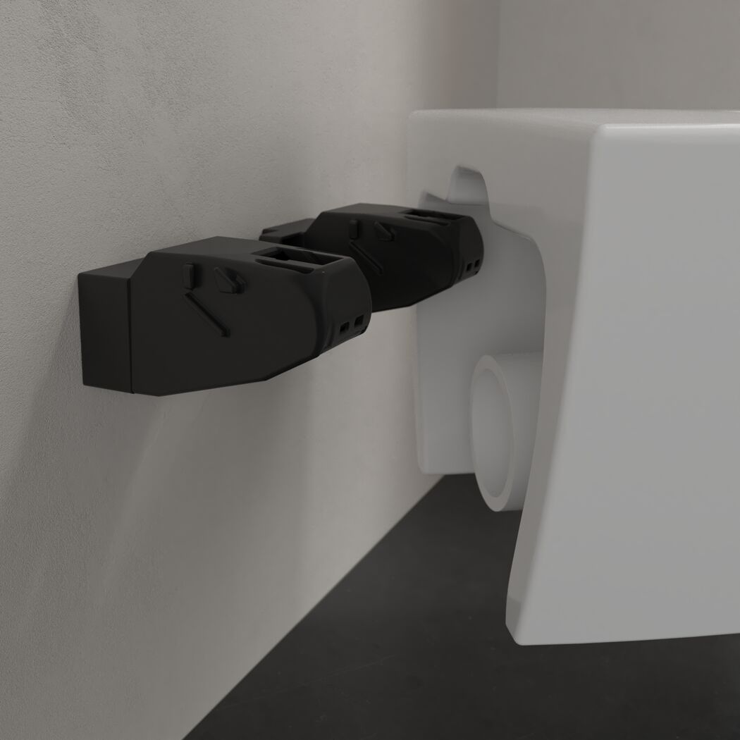 Wand-WC Subway von Villeroy & Boch, schwarze Halterungen
