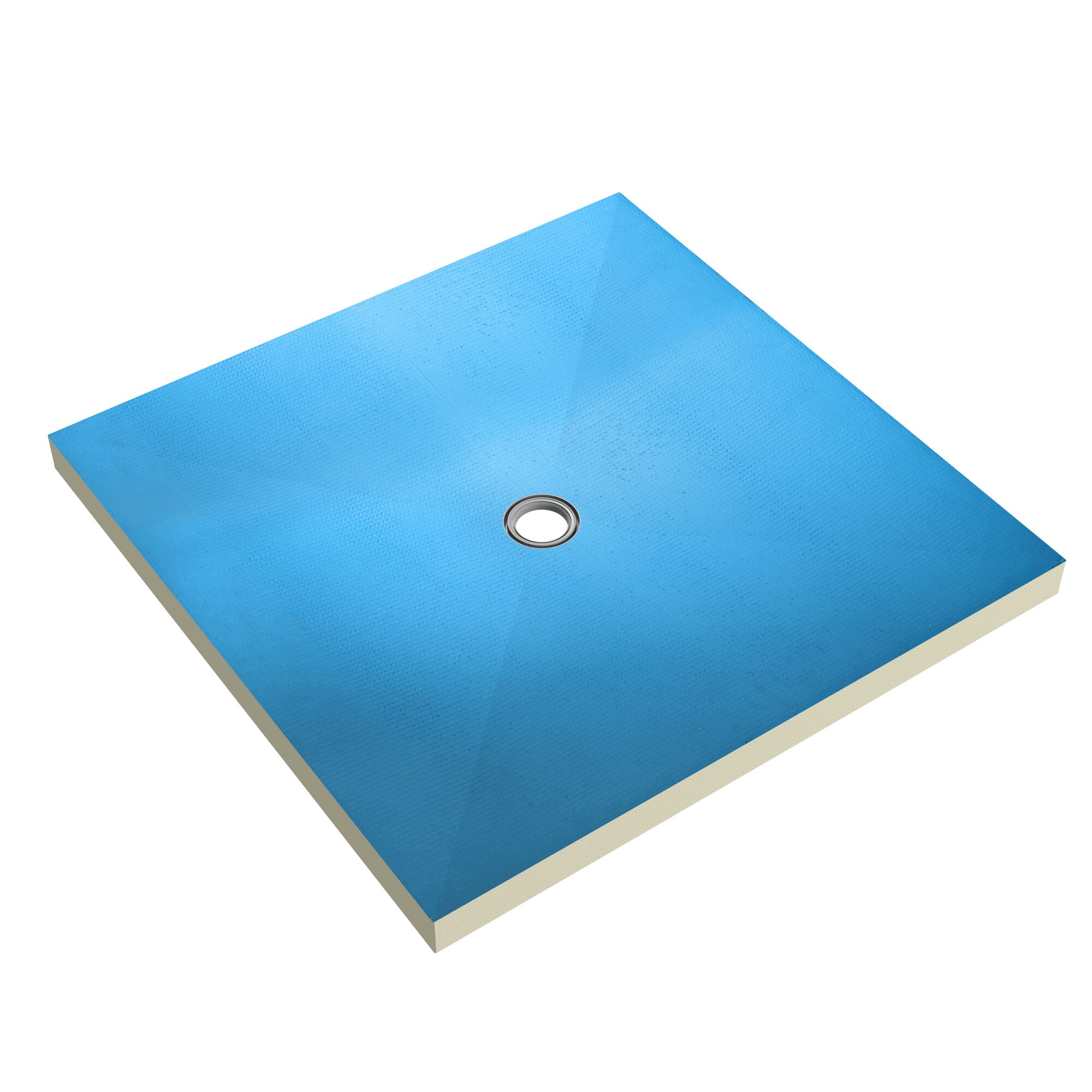 Blaues Duschboard mit Punkt Ablauf