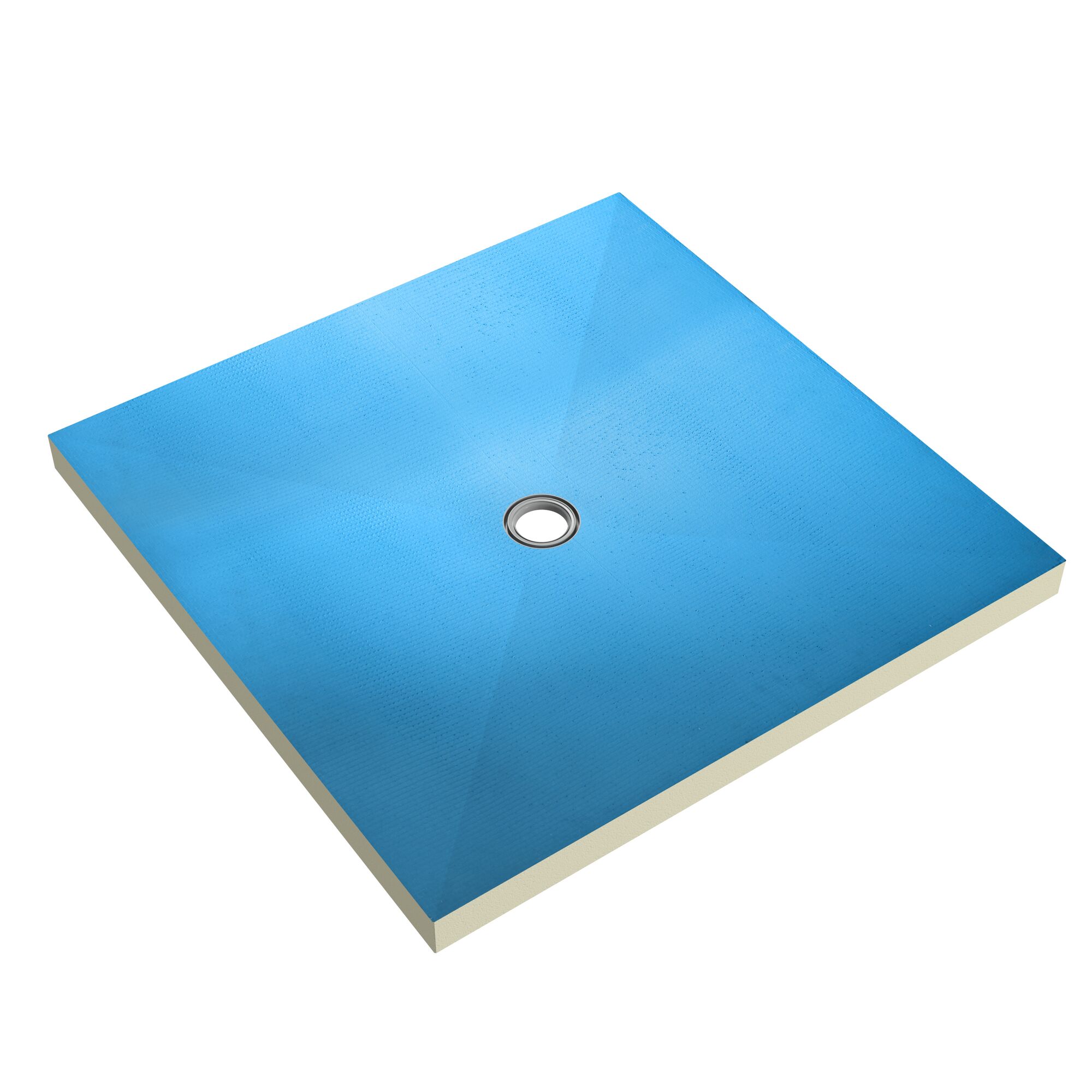 Blaues Duschboard mit Punkt Ablauf