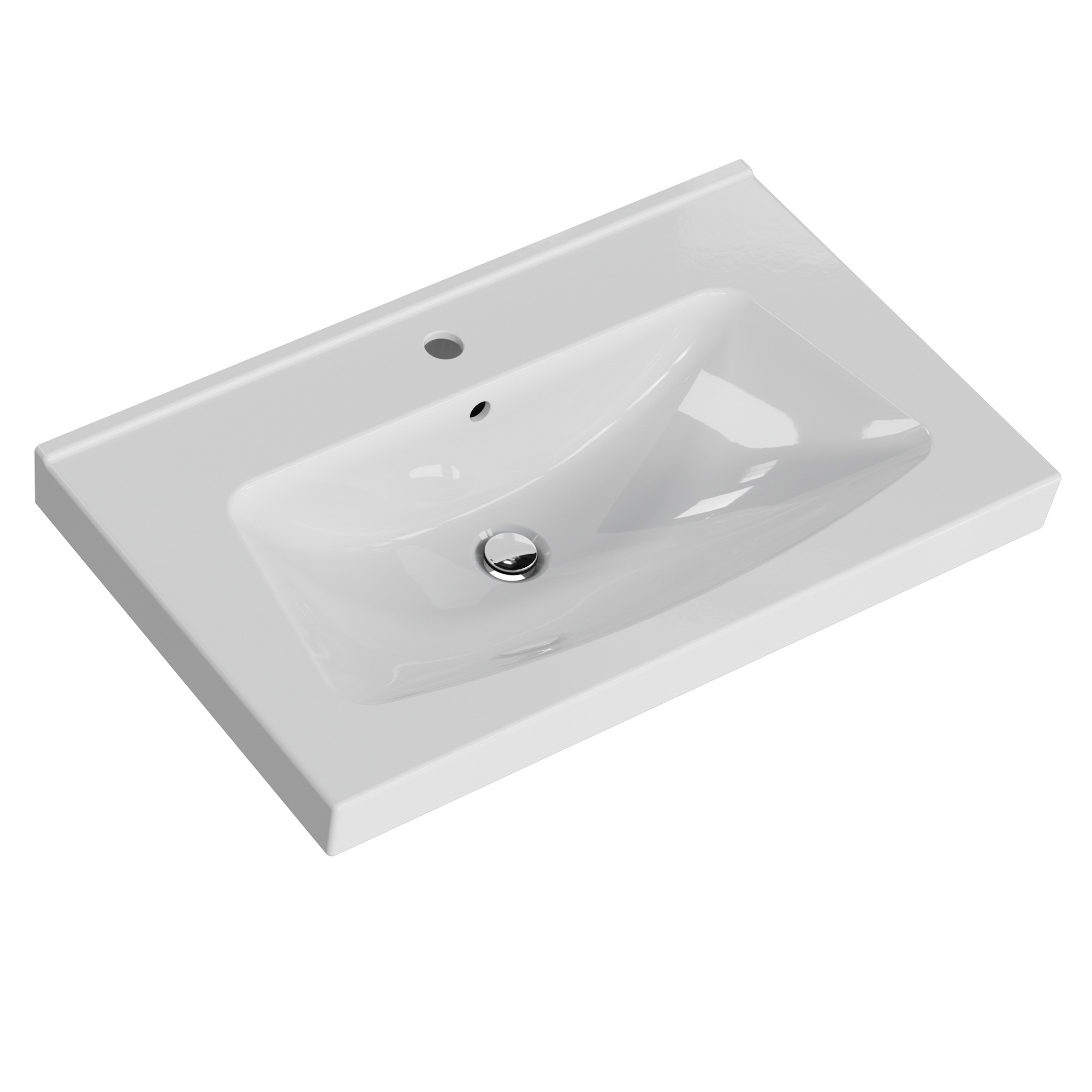 Waschbecken eckig 'Indra' Keramik 76,5 x 7 x 46,5 cm