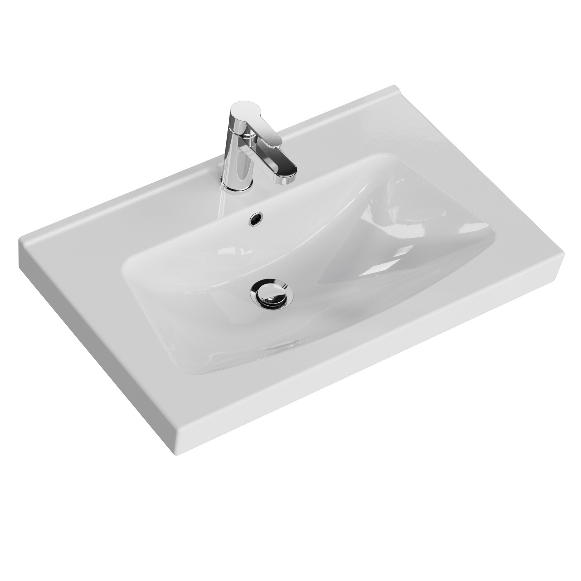 Waschbecken eckig 'Indra' Keramik 76,5 x 7 x 46,5 cm