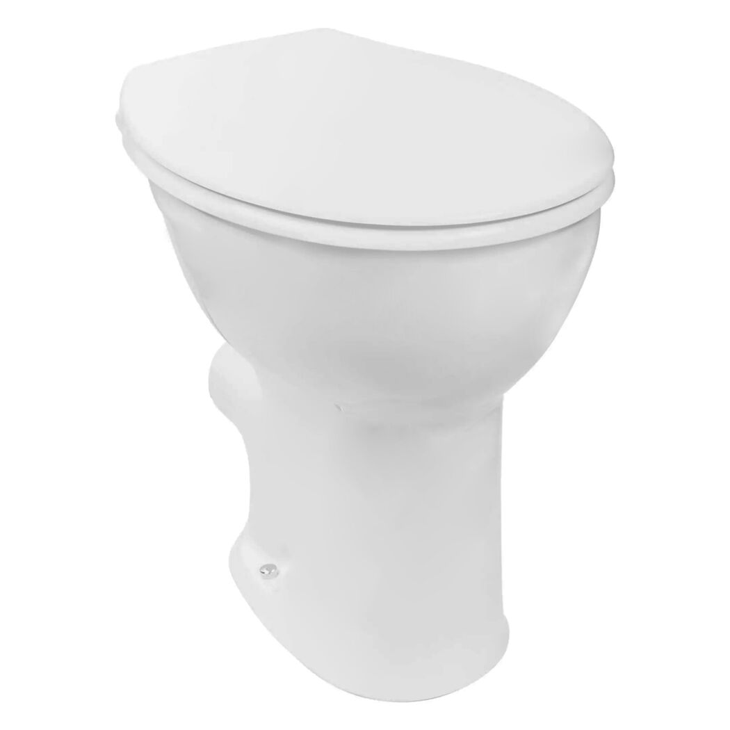 Stand-WC mit Spülrand 'CORNAT' inklusive WC-Sitz weiß erhöht, kurz