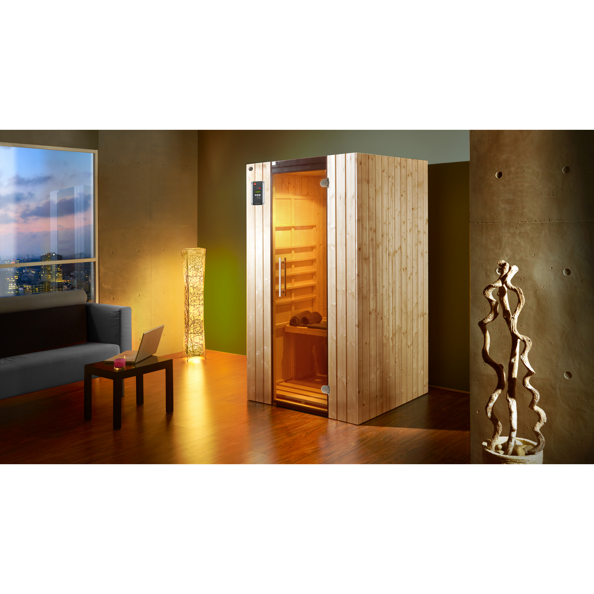 Infrarotkabine 'Ranua 1' natur Glastür 109 x 98 x 190 cm