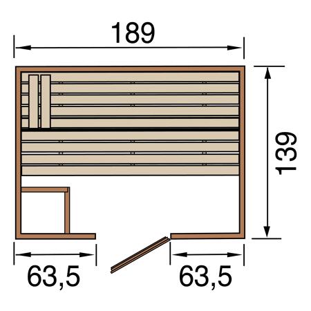 3. Bild von Massivholzsauna 'Valida 2 ' 189 x 139 cm mit Glastür