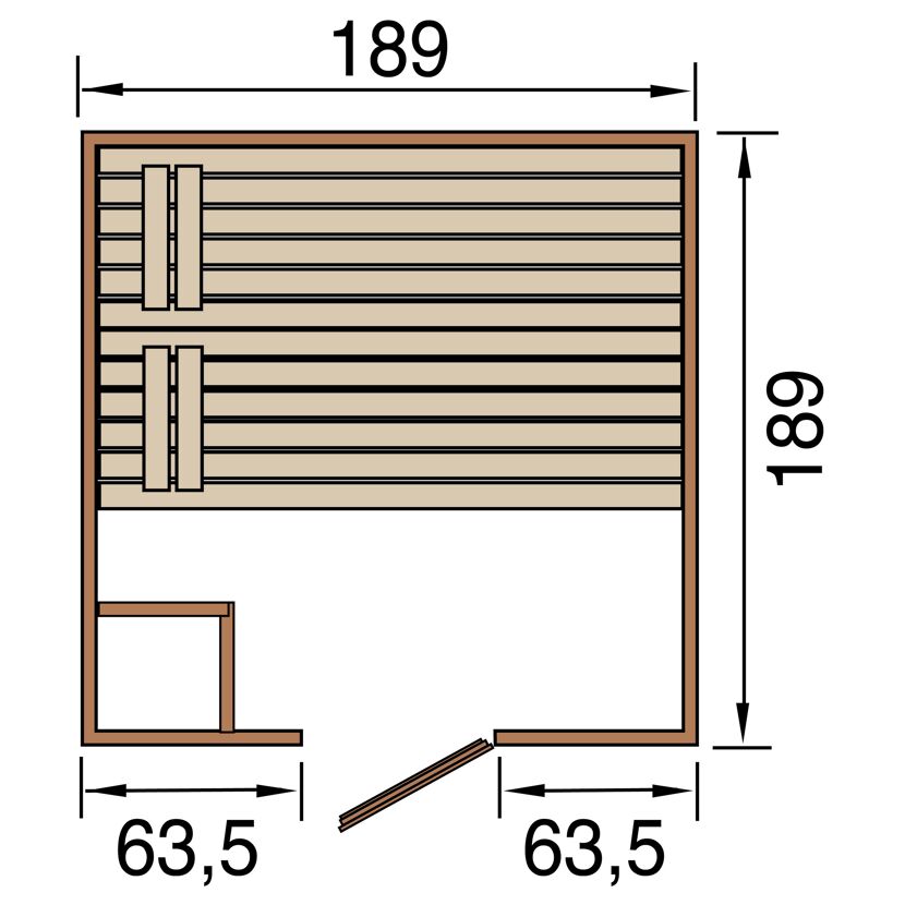 Sauna VALIDA 3 GT mit Maßen