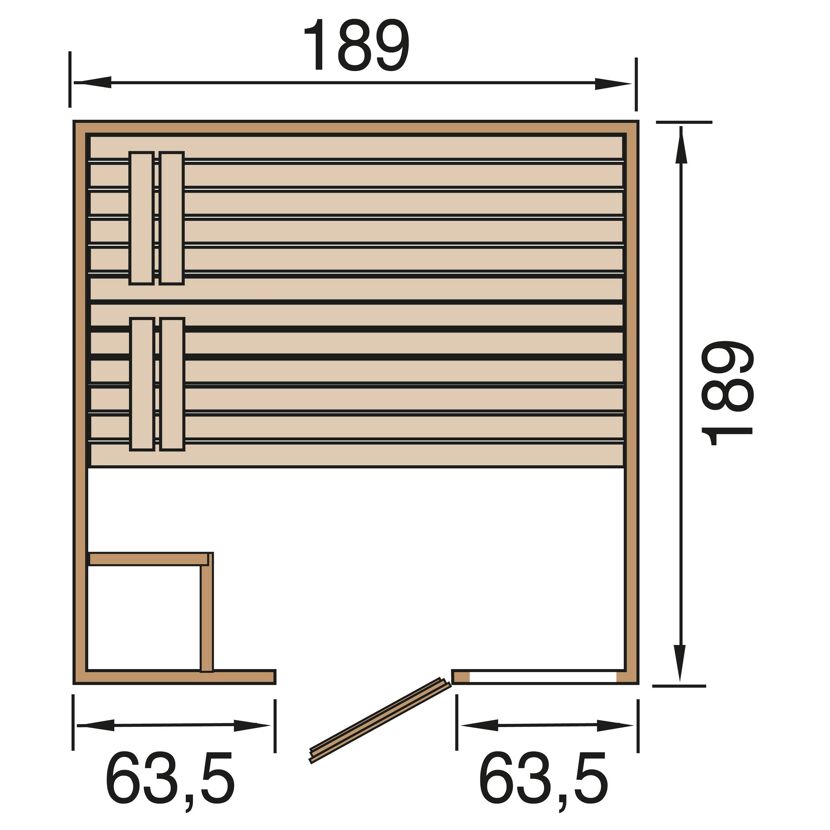 Sauna VALIDA 3 GTF mit Maßen