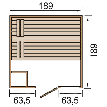 3. Bild von Massivholzsauna 'Valida 3' 189 x 189 cm mit Glastür, Fenster