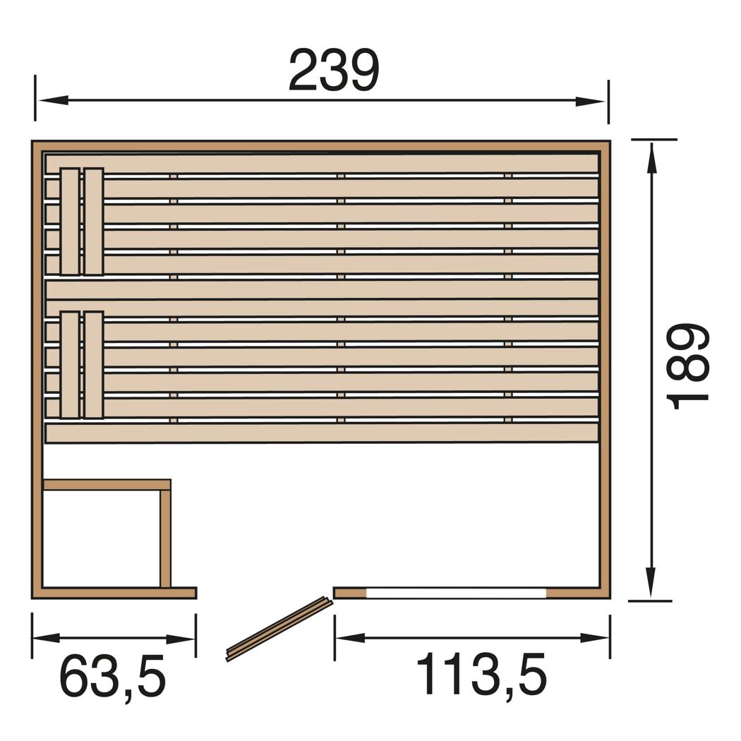 Sauna VALIDA 4 GTF mit Maßen
