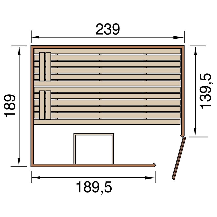 Sauna VALIDA Eck 3G mit Maßen