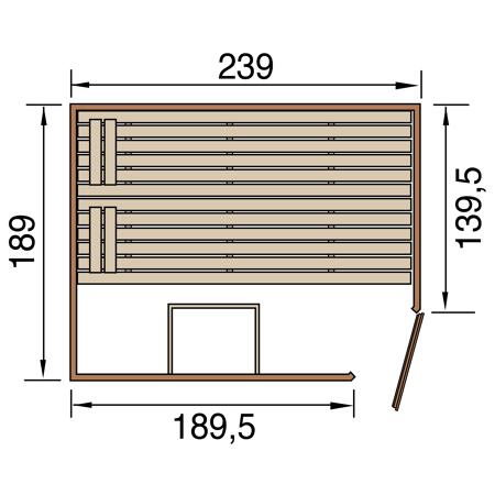 3. Bild von Massivholzsauna 'Valida' 239 x 189 cm, mit Glastür, Fenster