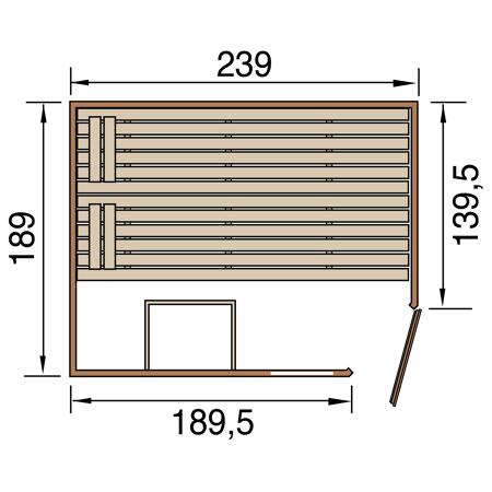 3. Bild von Massivholzsauna 'Valida' 239 x 189 cm, mit Glastür, Fenster