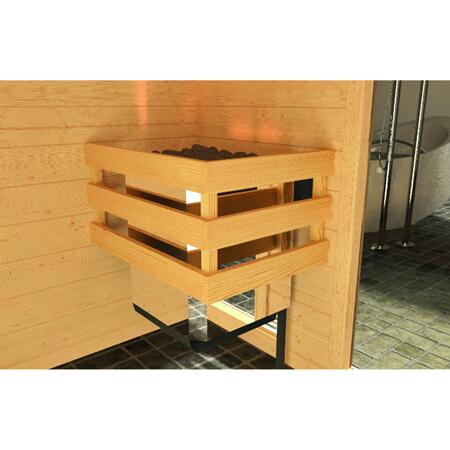 5. Bild von Massivholzsauna 'Valida' Eckeinstieg 189 x 139 x 203,5 cm mit 4,5 kW Bio-Aktivofen