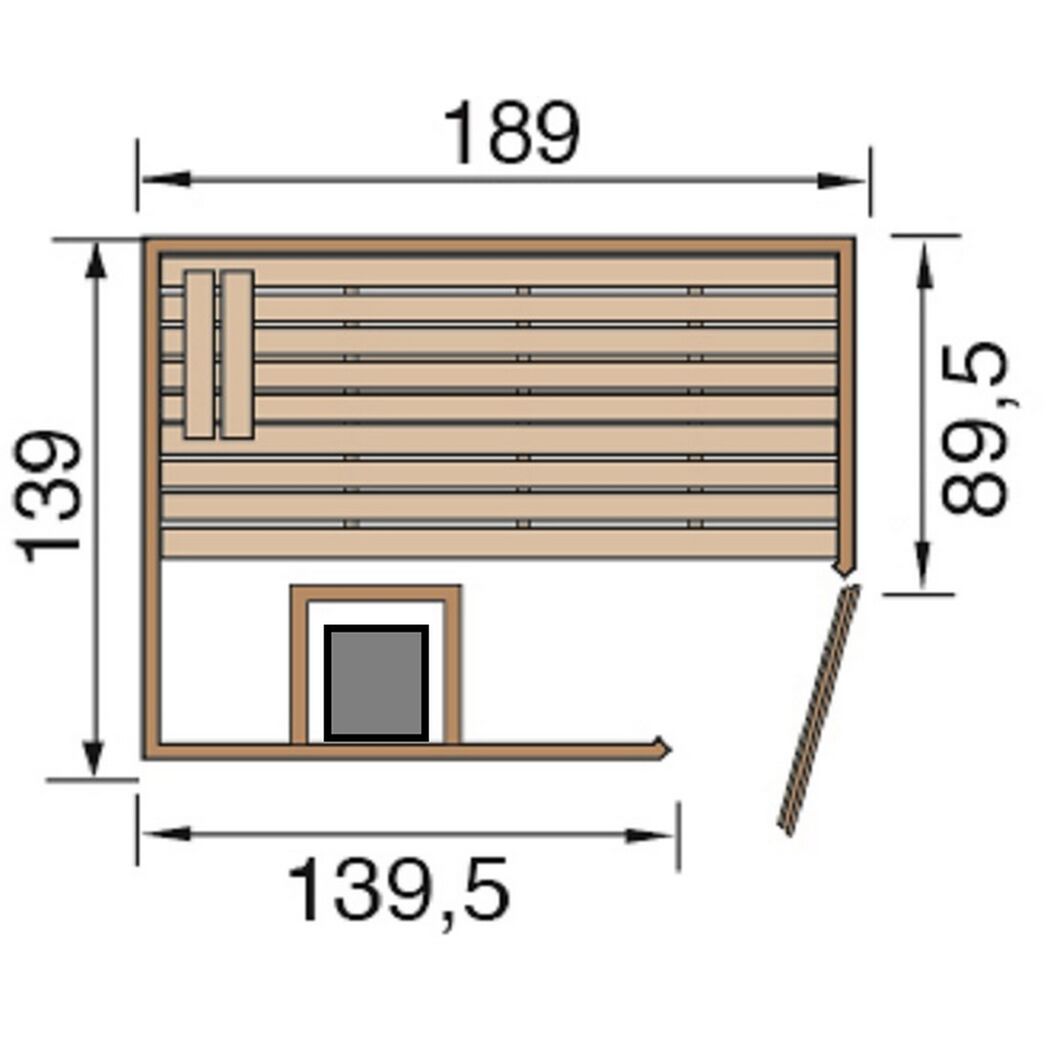 Sauna VALIDA Eck 1G mit Maßen