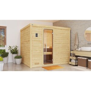 Massivholzsauna 'Bergen 3' natur Glastür 238 x 205 x 188 cm, ohne Ofen