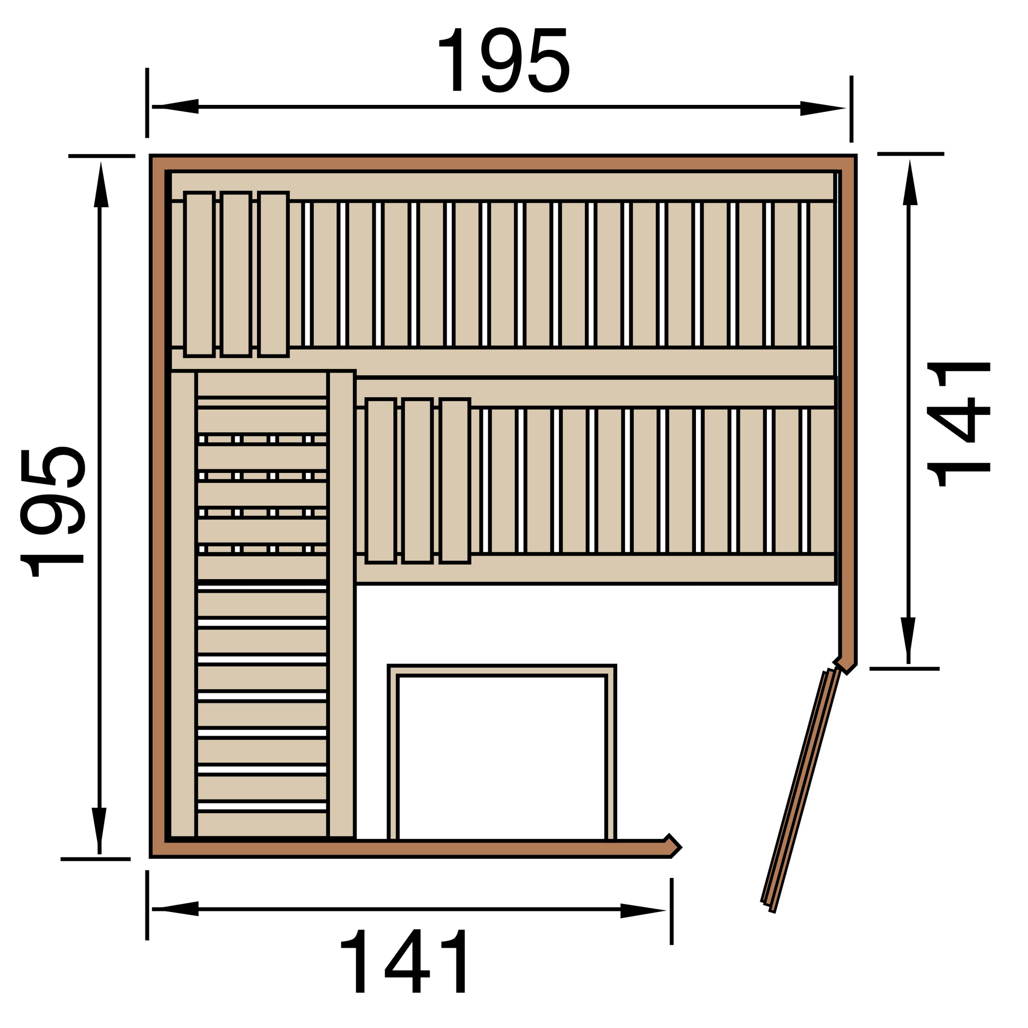 Massivholzsauna 'Turku 2' 198 x 198 cm mit Holztür + product picture