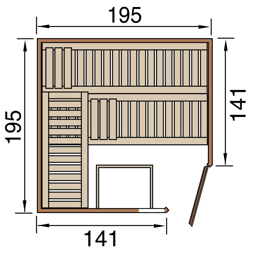 Sauna Turku 2 GTF mit Maßen