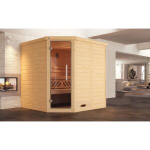 Massivholz-Elementsauna 'Kemi Eck 1' natur Glastür 188 x 188 x 200 cm, ohne Ofen