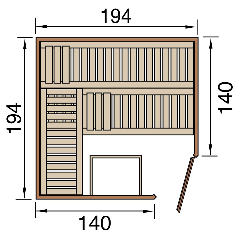 Bauplan Element-Ecksauna VARBERG 3 HT