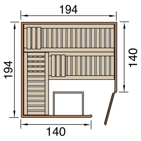 3. Bild von Elementsauna 'Varberg 3' 194 x 194 cm mit Holztür